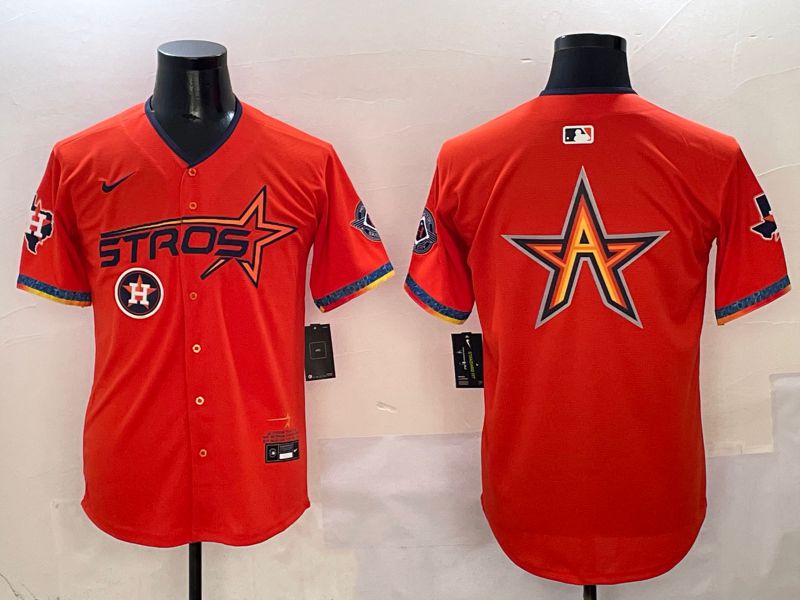 Men Houston Astros Blank Orange Five generation Joint Name 2025 Nike MLB Jersey style 6->houston astros->MLB Jersey